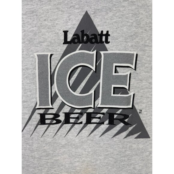 Vintage 1993 Labatt Brewing Kick Ice Beer Alcohol Tank Top Grey Shirt Logo Art - Picture 5 of 8